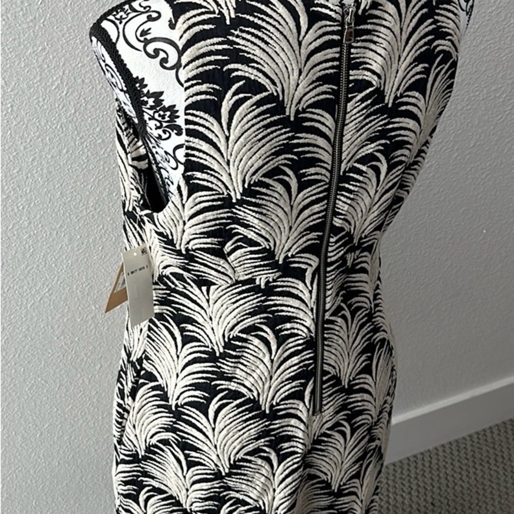 Rachel Roy Black & White Palm Leaf Print Dress Size L NWT - Picture 11 of 12
